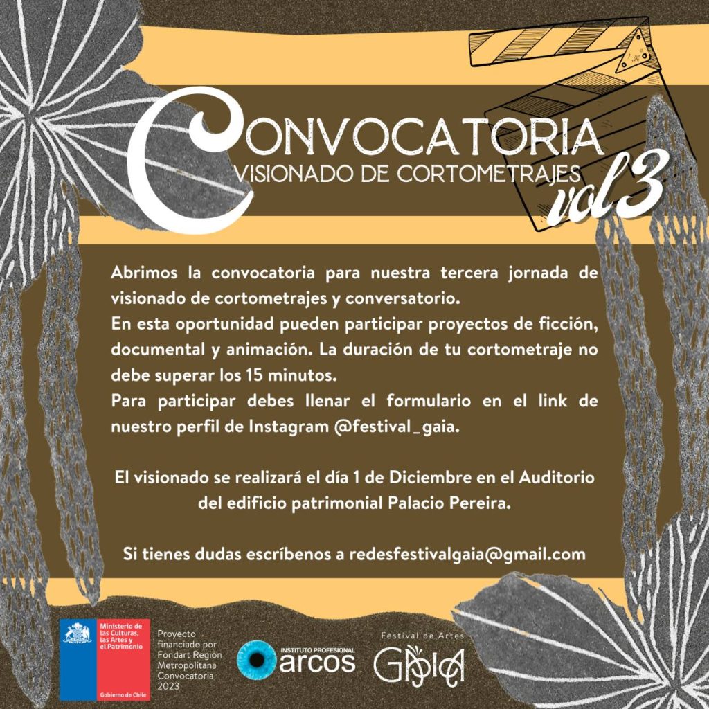 FESTIVAL GAIA, CREADO POR ESTUDIANTES ARCOS, ABRE TERCERA CONVOCATORIA DE VISIONADO DE CORTOMETRAJES